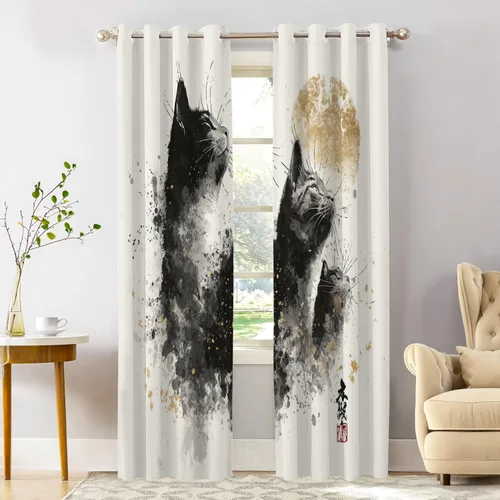 Miniatura 23 de Shrahala Abstract Pattern Geometric Blackout Window Curtains, Concentric Squares Thermal Insulated Curtains Grommet Long Drapes for Bedroom,Living
