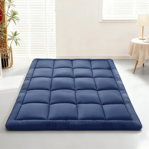 Miniatura 8 de Colchón de piso japonés tipo futón, colchón enrollable plegable de 5 capas gruesas, colchoneta de tatami de espuma cómoda (Gris, tamaño individual)