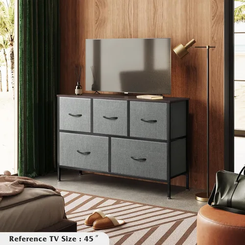 Miniatura 2 de WLIVE - Cómoda para dormitorio con 5 cajones, torre organizadora de almacenamiento larga, cómoda de tela, unidad de cajones de almacenamiento