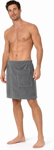 Miniatura 3 de Toalla ajustable de terciopelo de rizo de algodón turco para hombres (gris, talla única)