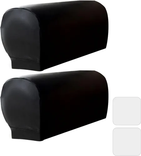 Sander Juego de 2 fundas para reposabrazos de sofá, funda elástica para sillón, de piel sintética, antideslizante, protector de muebles para sofá,
