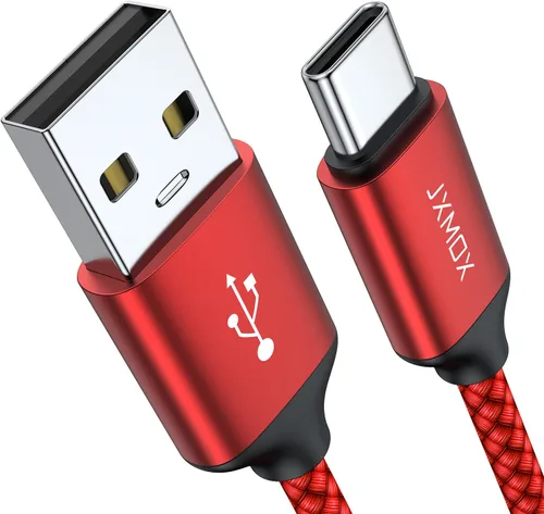 JXMOX Cable USB tipo C (paquete de 2 unidades de 6.6 pies), USB-A a USB C 3A, cable de carga rápida compatible con iPhone 15 16 Pro Max, Samsung Rojo