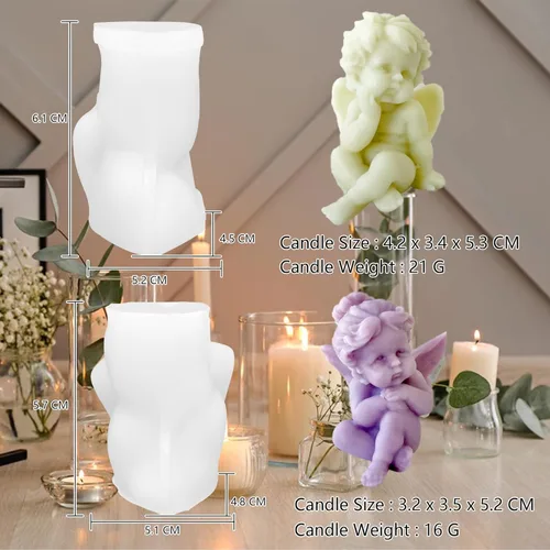 Miniatura 2 de Molde de vela en forma de ángel, molde de silicona de fundición de resina para el día de San Valentín, velas de aromaterapia, cera, yeso, arcilla