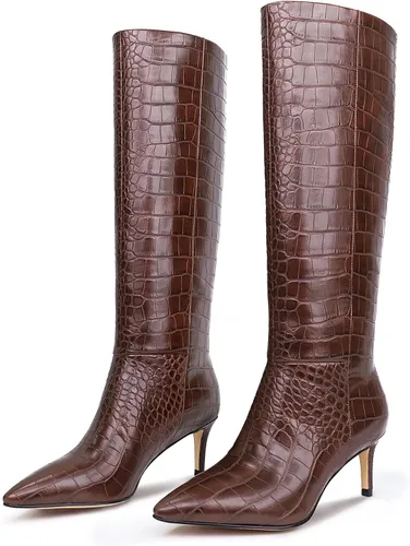 Miniatura 15 de wetkiss Botas altas hasta la rodilla para mujer, con tacón de gatito y diseño de punta puntiaguda, clásicas y sexys