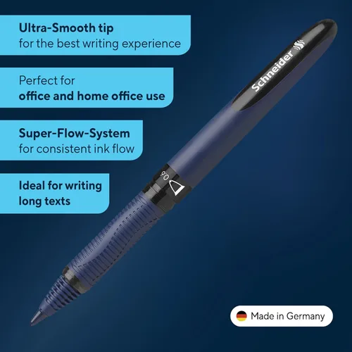 Miniatura 2 de Schneider One Business - Bolígrafo de punta rodante, punta ultra suave de 0,6 mm, barril azul, tinta negra, caja de 10 bolígrafos (183001)