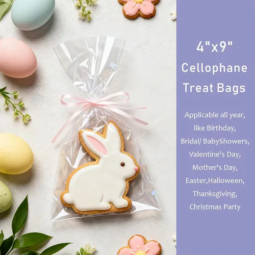 Miniatura 4 de Yotelab Bolsas de celofán, bolsas de celofán transparente de 4 x 9 pulgadas con lazos giratorios, 100