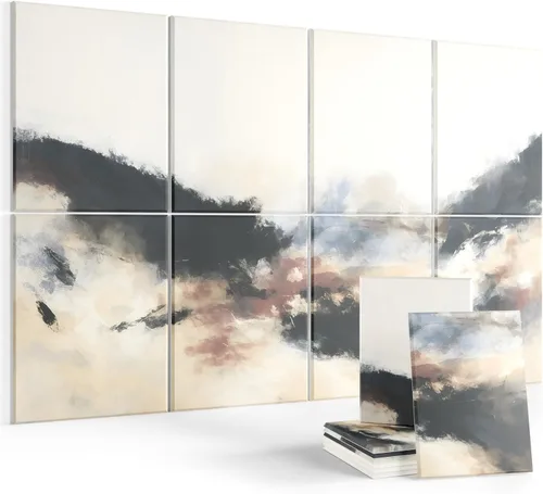 Paneles acústicos de arte para pared, paneles de absorción de sonido de 70 x 47 pulgadas, paquete de 8 con 60 pestañas adhesivas, paneles