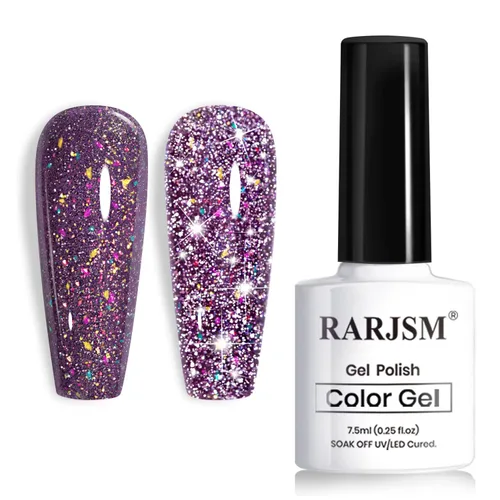 Miniatura 13 de RARJSM Esmalte de uñas de gel con purpurina roja reflectante holográfica, destellos de arco iris, diamantes brillantes, LED, UV, secado con lámpara