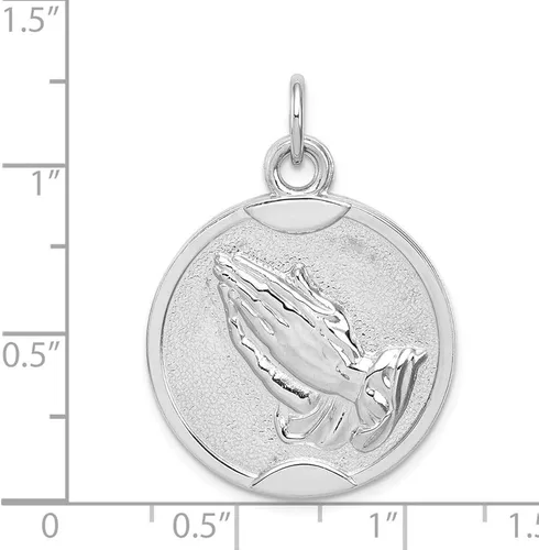 Miniatura 3 de Medalla de plata de ley 925 maciza con colgante de oración en la parte trasera, 1.181in x 0.787in