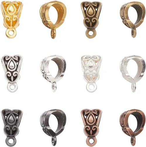 PH PandaHall 180 dijes de cuentas de fianza, 6 colores de plata tibetana, colgantes de tubo de cuentas, eslabones espaciadores, cuentas sueltas con