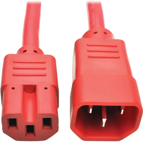 Miniatura 5 de Tripp Lite Cable de extensión de alimentación resistente de 6 pies, C14 a C15, 15A, 14 AWG, rojo (P018-006-ARD)