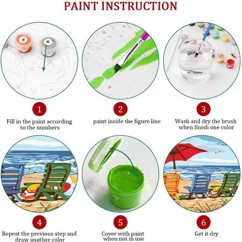 Miniatura 2 de Ginkko Kit de Pintura por Números para Adultos, Lienzo enmarcado de 12x16 pulgadas de Playa, Pinturas acrílicas no tóxicas y pinceles, Regalo
