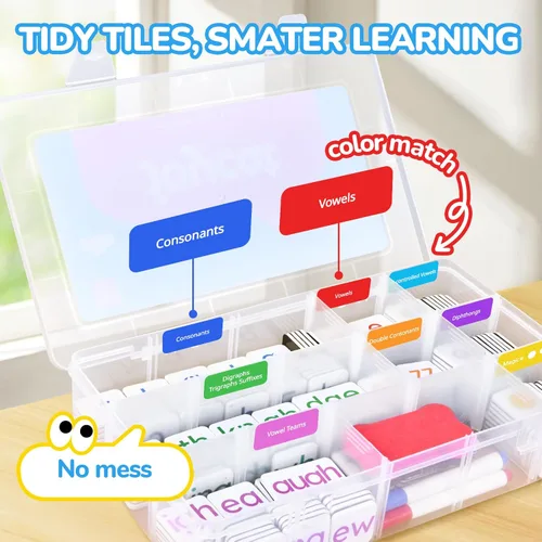 Miniatura 4 de JoyCat 265 Fichas Magnéticas de Letras Fonéticas - Hooked on Phonics, Set de Juegos de Lectura ABC con Carpeta para Formar Palabras y Estuche