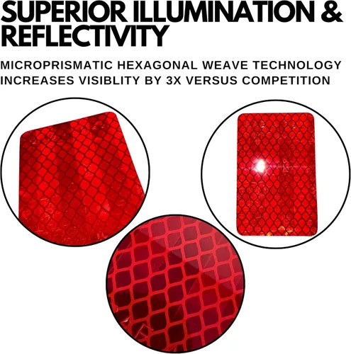 Miniatura 3 de All Star Truck Parts Reflector rectangular ámbar/rojo de 2 x 3 pulgadas de alta visibilidad, reflectante, de prisma adhesivo, DOT-SAE, resistente a