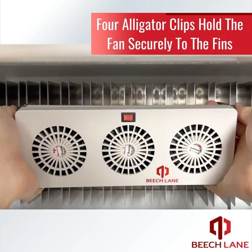Miniatura 3 de Beech Lane Ventilador de aleta evaporador de refrigerador de 12 V, patente pendiente, tres ventiladores maximizan el flujo de aire, se fija a