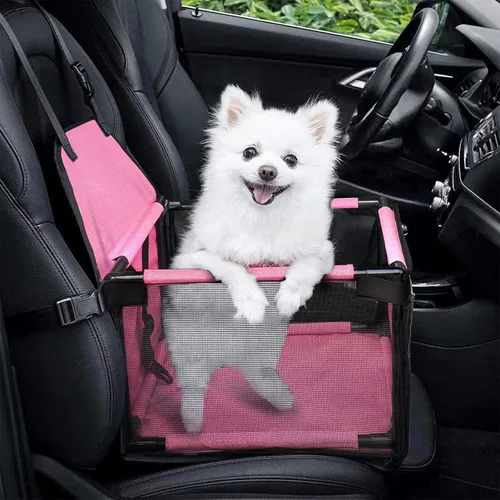 Miniatura 8 de GENORTH Asientos de coche para perros pequeños para perros pequeños, asiento elevador portátil para cachorros/mascotas con correa de clip y ventana