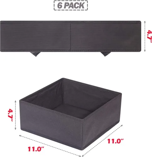 Miniatura 2 de DIOMMELL Paquete de 6 cajas de almacenamiento de tela plegables para armario, aparador, cajón, divisor, cestas de tela, contenedores para ropa, ropa