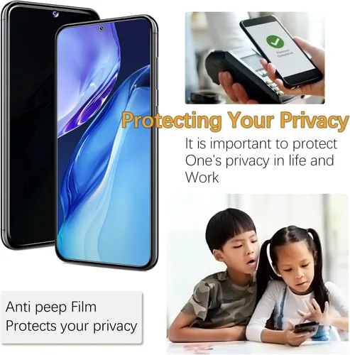 Miniatura 4 de Paquete de 3 protectores de pantalla de privacidad para Samsung Galaxy S23 5G, película de vidrio templado privado antiespía, compatible