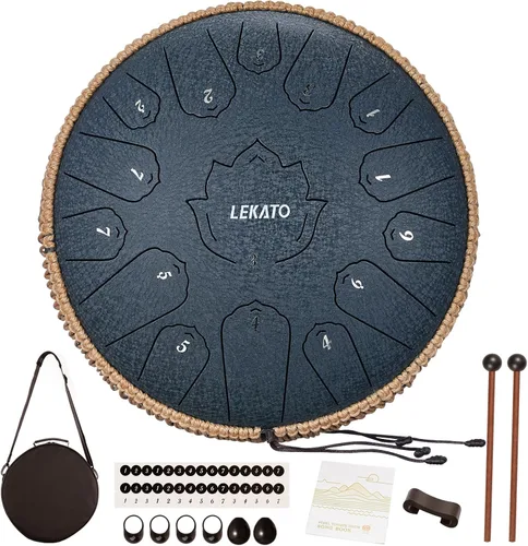 Miniatura 13 de LEKATO Tambor de lluvia para exteriores, tambor de lengüeta de acero de 6 pulgadas, 11 notas, carillón de lluvia de percusión para meditación, yoga