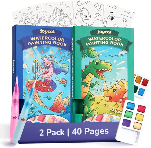Miniatura 11 de JoyCat Paquete de 2 libros de pintura de bolsillo con agua para colorear para niños, juego de juguetes de actividades de arte y manualidades, kit