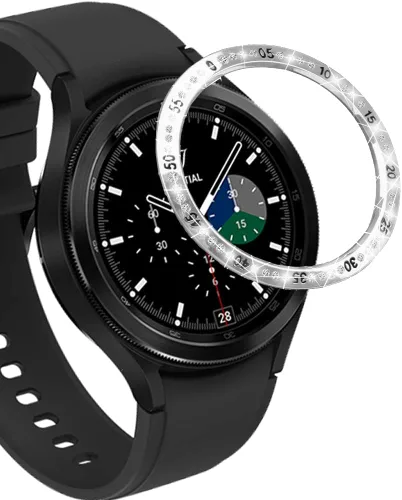 FitTurn Anillo de bisel compatible con Samsung Galaxy Watch 4 Classic de 1.811 pulgadas/Galaxy Watch 1.811 pulgadas/Gear S3 Frontier & plateado