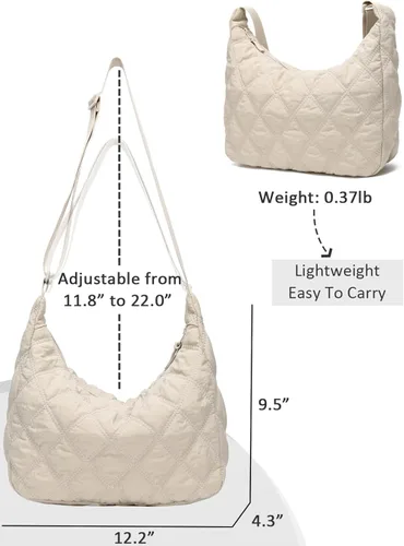 Miniatura 5 de YIKOEE Bolso cruzado de nailon acolchado para mujer, bolsa ligera acolchada