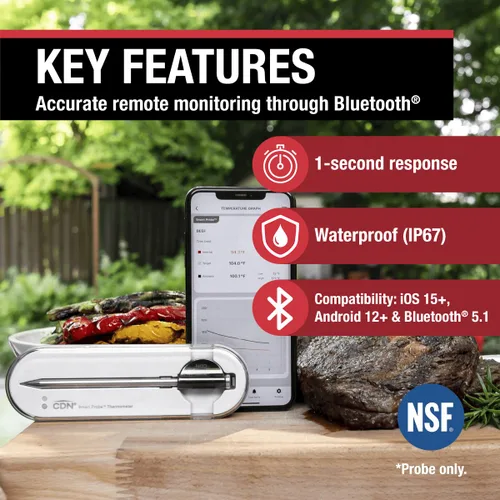 Miniatura 3 de CDN Termómetro inteligente Bluetooth para carne Regalo perfecto para el día del padre por menos de $100 Termómetro digital inalámbrico Sonda