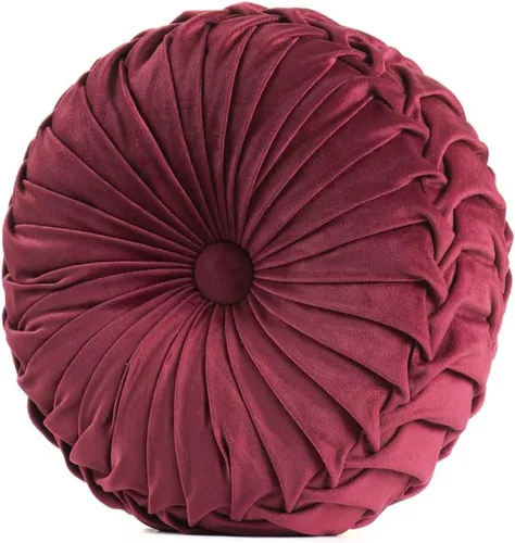 Miniatura 10 de MOJUN Almohada de terciopelo redonda, plisada, rellena, almohada decorativa para el hogar para sofá, silla, cama, automóvil, suelo
