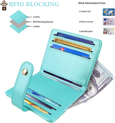 Miniatura 3 de Simikol Billeteras pequeñas para mujer Slim Minimalistfor Bifold Credit Card Holder para bolsillo o monedero, Glitter Tiffany