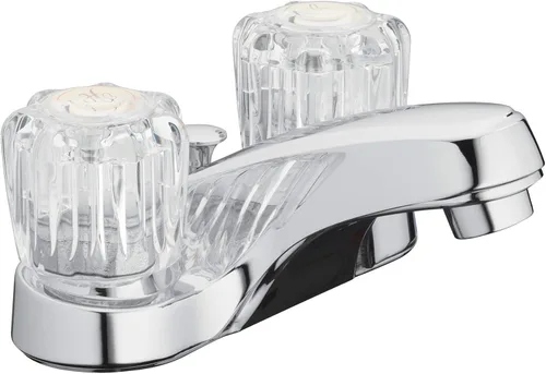 Aqua Vista 10-B421-AV Grifo de lavabo de baño de dos manijas, cromo pulido con pomos redondos de acrílico Cromo pulido con pomos redondos acrílicos