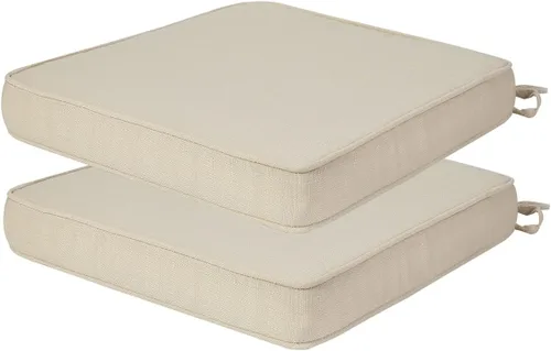 Juego de 2 cojines para sillas de exterior, 18 x 18 pulgadas, resistentes al agua, con lazos, cojín de asiento cuadrado de 18 x 18 x 2.5 pulgadas,