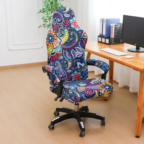 Miniatura 2 de FORCHEER Funda para silla de juegos con fundas para reposabrazos, estilo bohemio, 4 piezas, elásticas, para silla de computadora, juego de fundas