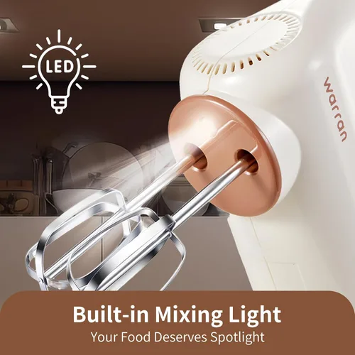Miniatura 6 de Batidora de mano eléctrica compacta y ligera de 300W, con potente motor DC silencioso para hornear, pasteles, brownies, masa para galletas, ideal