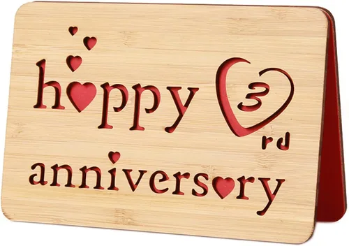 Miniatura 33 de Tarjeta de felicitación de madera para el primer aniversario, hecha a mano, 1 año, aniversario de boda, tarjeta de primer aniversario para ella, él