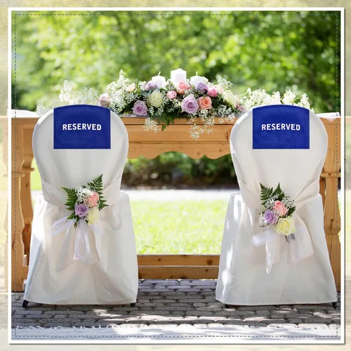 Miniatura 6 de Tudomro Letreros reservados para sillas de banco, de franela, para asientos de banco, para decoración de asientos de boda de iglesia