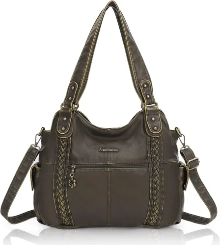 Miniatura 155 de Angel Barcelo - Bolsa de hombro amplia para mujer, diseño Hobo, cuero lavado