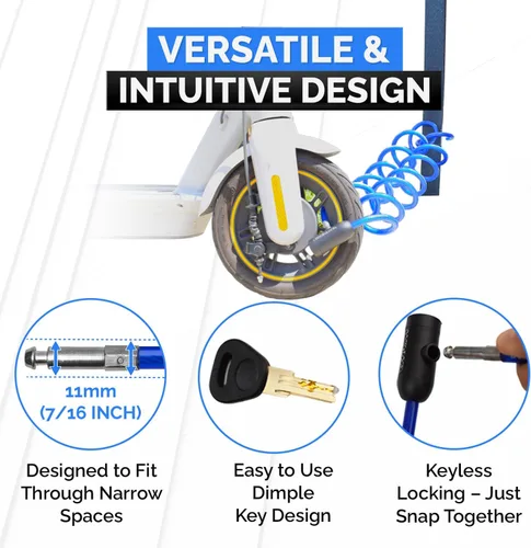 Miniatura 4 de DocksLocks Cable de seguridad en espiral con cerradura de llave (5 pies, 10 pies, 15 pies, 20 pies o 25 pies de longitud), protección antirrobo