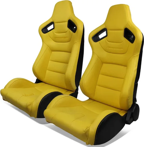 Miniatura 17 de IKON MOTORSPORTS, Asiento universal de carreras PU + cuero de carbono + gamuza, con deslizadores dobles, asiento deportivo reclinable negro