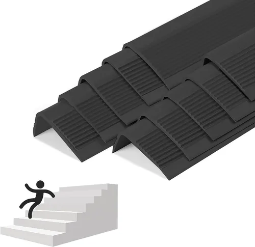 Paquete de 10 tiras adhesivas antideslizantes de goma para escaleras de 47 pulgadas, hechas de goma resistente al desgaste, silencioso, fácil de