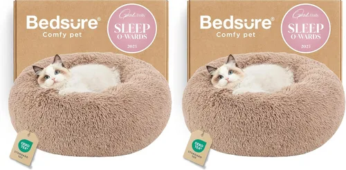 Miniatura 60 de Bedsure - Cama relajante para perro mediano, lavable, tipo dona, cama para gato, antideslizante, redonda, afelpada, mullida, de piel sintética