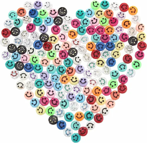 Miniatura 4 de 200 cuentas de cara sonriente, cuentas espaciadoras de cara feliz para bricolaje, joyas, pulseras, aretes, collares, suministros de fabricación