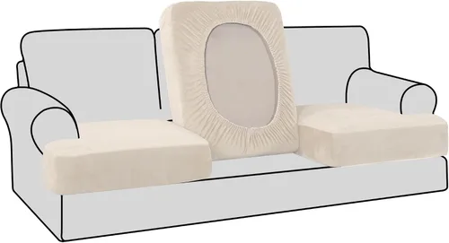 Miniatura 56 de H.VERSAILTEX Fundas de terciopelo elástico para silla con cojín en forma de T para sala de estar, funda de sofá, funda de asiento con cojín