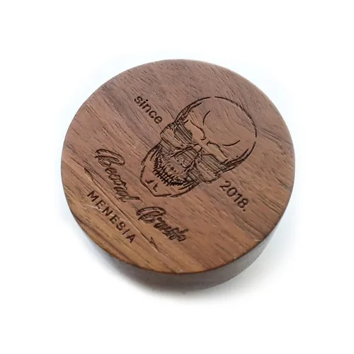 Miniatura 2 de Cepillo de barba pequeño y redondo, cepillo de bolsillo para hombre, cerdas de jabalí de madera, cepillo para bigote para hombre (calavera)