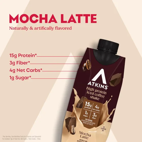 Miniatura 3 de Atkins Batido rico en proteínas con café y proteínas, apto para dieta cetogénica y sin gluten, 11 onzas líquidas (paquete de 12)