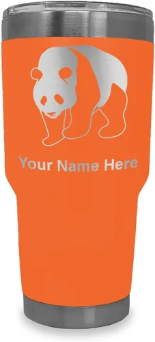 Miniatura 18 de LaserGram Vaso aislado al vacío de 20 onzas, oso panda, grabado personalizado incluido (negro)