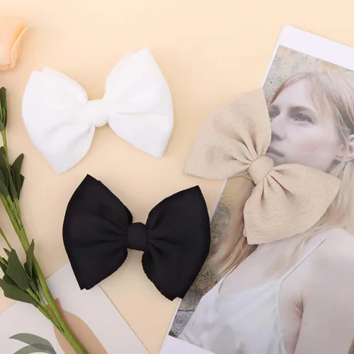 Miniatura 5 de YanJie 3 piezas de diademas suaves de nailon para bebés, niñas con lazo, diademas para el cabello, accesorios para el cabello para recién nacidos