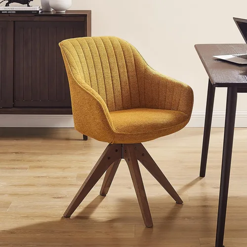 Miniatura 29 de Art Leon Silla de Oficina Sin Ruedas, Silla de Escritorio Moderna de Mediados de Siglo Sin Ruedas, Silla Giratoria de Acento con Patas de Madera