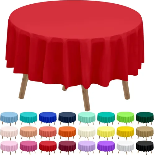 Miniatura 31 de Paquete de 2 manteles de plástico desechables de 84 pulgadas de color azul aguamarina, manteles circulares para baby shower, baby shower, PEVA, azul