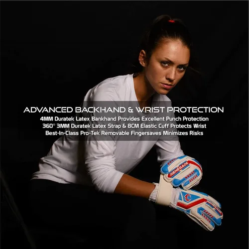 Miniatura 6 de Guantes de portero Renegade GK Talon con protección antimicrobiana (tallas 5-11, 5 estilos, nivel 3) Pro-Tek Fingersaves y Hyper Grip XD de 3.5 + 3