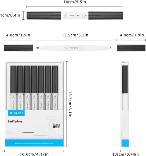Miniatura 7 de REALIKE Bolígrafos de doble punta compatibles con Cricut Maker 3/Maker 4/Maker/Explore 3/4/Air 2/Air, juego de 7 rotuladores de doble punta fina